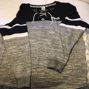 PINK long sleeve lace up sweatshirt